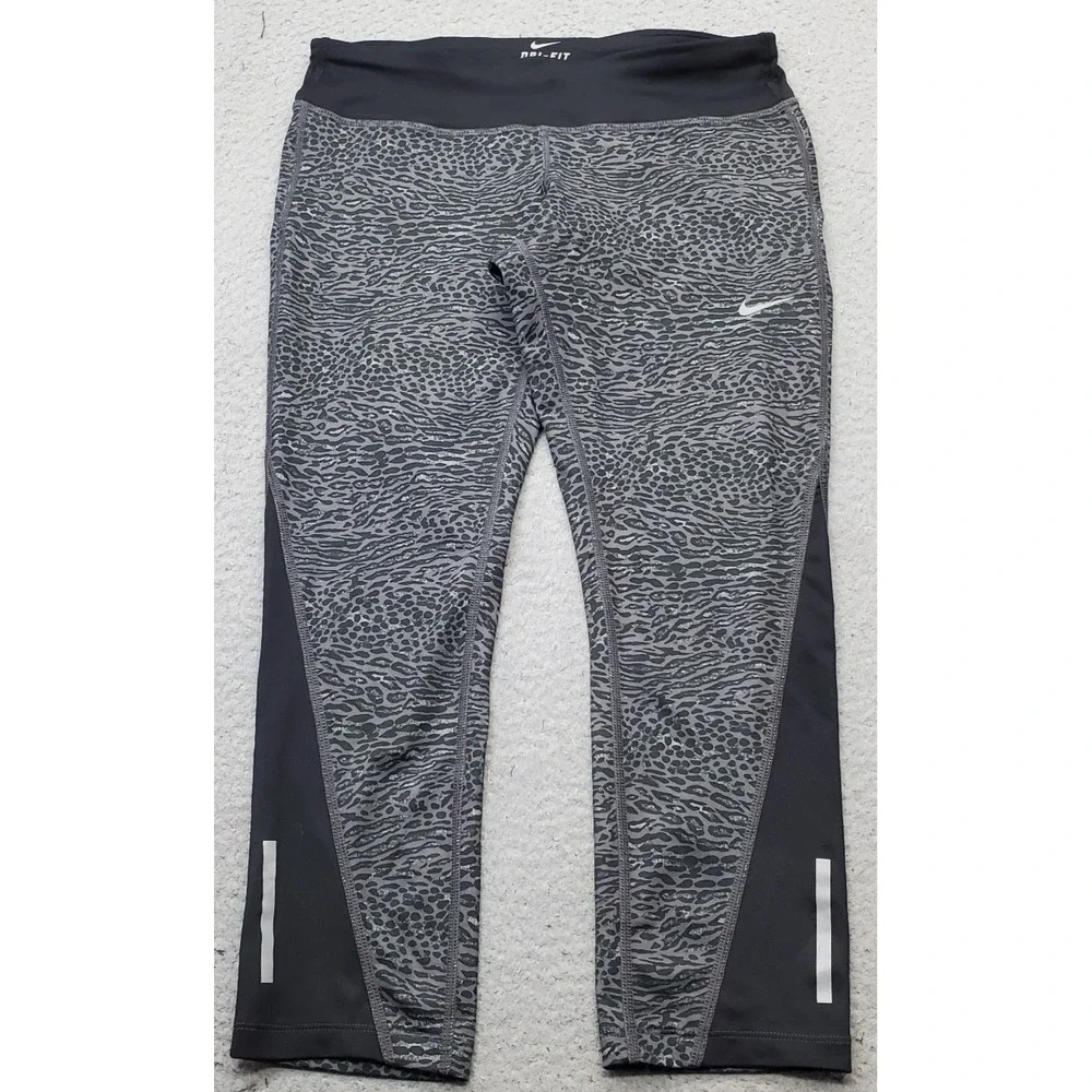 Nike Dri-Fit Leggings Womens Medium Multi Leopard Print Moisture-Wicking Stretch